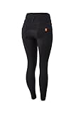 HORZE Damen Reithose Tara, High Waist Reithose mit Vollbesatz Silikon und Taschen, Schwarz, 42