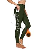 Havideto Winter Reitleggings Damen Vollbesatz Thermo Reithose Damen Fleece Gefüttert Wasserdicht mit Handytasche Gürtelschlaufen Grün L