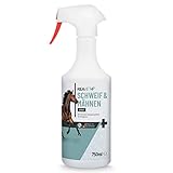 ReaVET Schweif- & Mähnenspray für Pferde 750ml – Schweifspray für Pferde für seidiges Fell und Kämmbarkeit von Mähne & Schweif, Pferde Zubehör für jeden Putzkasten, Glanzspray zur Pferdepflege
