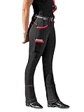 Minetom Damen Reithose Reitleggings Silikon Vollbesatz Reithose mit Handytasche und Elastischem Beinabschluss Für Reitschule Reitsport Reitleggins B Schwarz M