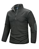 Scheibler Herren Troyer Arbeitspullover mit 1/4 Reißverschluss Winter Warm Stickpullover mit Stehkragen Stricktroyer für Männer Sweatshirt Ohne Kapuze Anthrazit/Schwarz-Melliert-L
