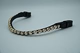 Generisch Stirnriemen mit Schnellverschluss und 10mm Steinen Pferd Horse Browband (Vollblut = 41 cm, hellgold)