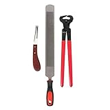 Nicoone Horse Farrier Hoof Trim Tool Kit,3Pcs Professionelle Hufschneidezange für Pferde, Hardware FeilenhefterHufeisenwerkzeug Pferdepflegezubehör