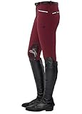 SPOOKS Damen Reithose Kniebesatz, Damenreithose Reithosen Turnierreithose Kniebesatzreithose Reiterhosen - Ricarda Knee Grip, Bordeaux XS