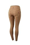HORZE Damen Reithose Tara, High Waist Reithose mit Vollbesatz Silikon und Taschen, Braun, 36