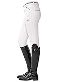 SPOOKS Damen Reithose Kniebesatz, Damenreithose Reithosen Turnierreithose Kniebesatzreithose - Fiona Knee Grip, White L