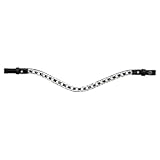 EQUESTRIAN QUEEN Stirnriemen Pferd Leder geschwungen Kristall Glitzer gepolstert Stirnband Zaumzeug – elegant für Dressur & Show – Hebe (Schwarz/Silber, Full (Warmblut))