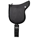 PFIFF 103004 Reitpad, Bareback Pad, baumloses Reitkissen aus Velour-Kunstleder und Kunstfell, Sattelkissen inkl. Sattelgurt, Schwarz, Pony