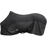Covalliero - Abschwitzdecke FS26 – Pferdedecke mit Brustverschnallung, Kreuzgurten & Schweifriemen – leicht & atmungsaktiv – Transport- & Fliegendecke in Schwarz (Black) – Gr. 125cm