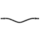 EQUESTRIAN QUEEN Stirnriemen Pferd Leder geschwungen Kristall Glitzer gepolstert Stirnband Zaumzeug – elegant für Dressur & Show – Hebe (Schwarz/Schwarz, Full (Warmblut))
