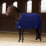 Imperial Riding IRH Fundamental Basic Abschwitzdecke, funktional & atmungsaktiv, schweißabsorbierendes Polar-Fleece Frontverschluss, schnell trocknende Fleecedecke für Pferde, Navy, 125
