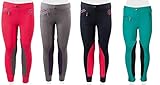 PFIFF Unisex Kinder Pfiff 102603 Kinder Reitleggings Ella Stoff Besatz Mädchenreithose, Pink / Grau 116 Reithose, Pink/Grau, EU