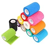 RISVOWO 12 Rollen Selbstklebender Verband, Haftbandage, Elastische Selbsthaftende Verband, Vliesstoff Selbsthaftende Bandage, für Stretch Sportler, Handgelenk, Knöchel, Pet Grooming (7,5cm x 4,5m)