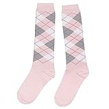 Weri Spezials Unisex Kniestrümpfe aus Baumwolle Argyle für Kinder und Erwachsene Rombe Muster Reitsocken (as3, numeric, numeric_27, numeric_30, regular, Rosa, 27-30)