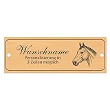 Dekolando Stallschild Boxenschild Hannoveraner personalisierbar mit Wunschtext Pferd Pferde – Stalltafel aus Kunststoff in Holzoptik – 20 cm × 7,5 cm