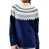 ZHENDEGL Grobstrickpullover Damen Island Pullover Elegant Winterpullover Winter Warm Weich Knit Pulli Lässig Lose Islandpullover Damenbekleidung