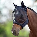 Harrison Howard CareMaster Midge-Proof Fleece Polsterung Pferde Fliegenmaske UV-Schutz mit Ohrenschutz Schwarz Warmblut (L)
