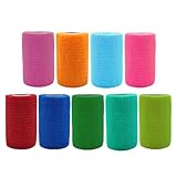 ANAMPION Selbstklebender Verband 9Rollen, 7.5cm x 4.5m Pflaster Rolle Verbandsmaterial, Elastische Binde Bandage Fixierbinde Haftbandage Selbstklebend für Sport, Handgelenk Vet Wrap Katze Hund Pferd