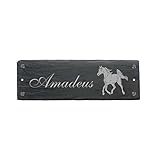 Pferd Araber Schild Schiefer Stalltafel mit Wunschname Schiefertafel Türschild 22x8cm | Dekolando