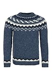 Handgestrickter Islandpullover HSI-208 - Isländischer Lopapeysa - blau - Größe L