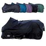 Marengos - Regendecke 420D Economic – leichte Pferdedecke für Regen – atmungsaktiv & wasserdicht – Weidedecke mit Kreuzgurten – Outdoordecke für Pferde – 145 cm in Schwarz
