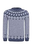 Handgestrickter Islandpullover – Hellblau - Langarm Wollpullover mit Rundhals - Gr. M