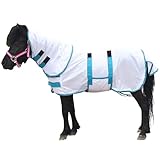 Gallopoff Pony/Shetty Fliegendecke mit Halsteil – Leichte, atmungsaktive Sommerdecke für Pferde – Mit verstellbaren Brust- & Bauchgurten – Für Fohlen, Minipferde, Zwergpferde & Miniponys 70 cm