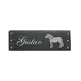 Schild Schiefer Pferd Shetlandpony Pferdebox Stalltafel Wunschname 22 x 8 cm