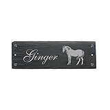 Schild Schiefer Pferd Lippizaner Pferdebox Stalltafel Name 22 x 8 cm