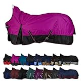 RL24 - Weidedecke High Neck Basicline 600D – Regendecke & Übergangsdecke – wasserdichte Outdoordecke mit Kreuzbegurtung – Pferdedecke in Beere/Schwarz – Größe 135cm (Nylonfutter)