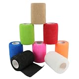QiGui Selbstklebender Verband 8 Rollen 7.5cm x 4,5m Elastische Fixierbinde Haftbandage, Selbsthaftende Bandage Pflaster Rolle Verbandsmaterial für Sport & Erste Hilfe, Vet Wrap Hund Katze Pferd