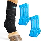 NEWGO Kühlgamaschen Pferd Kühl-Gamaschen Pferd Wiederverwendbare für Verletzungen, Kühlung Pferd Knie 1 Bandage mit 2 Kühlakkus für Stiefel, und Hufe (1 Stück)