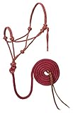 Weaver Leather Diamond Braid Rope Halter and Lead, Sangria/Gold