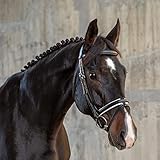 Sunride englisch kombinierte Trense Hawaii mit Zügel, aus weichem Echtleder, farbig unterlegt, verstellbar und anatomisch (Cob, schwarz/weiß)