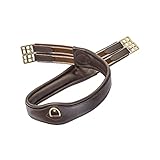 SUNRIDE Sattelgurt Soho aus Echtleder, anatomisch mit D-Ring (3X) für Hilfszügel (135 cm, braun)