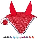 netproshop Knallige Fliegenohren, Fliegenhaube für Schutz vor Fliegen Shetty bis XL Full, Groesse:Pony, Farbe:Rot