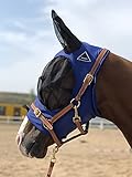 TGW Riding Super Fit Pferdefliegenmaske Pferde Fliegenmaske Horse Fly Mask (M, Navy Blue)
