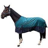 Brama-West Regendecke Pferd Zara - Turnout 1200D - Weidedecke Outdoordecke - Wasserdicht Winddicht (Blau/Navy, 145)