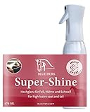 BLUE HORS Super Shine | Mähnenspray und Schweifspray für Pferde 670 ml | Langanhaltenden Glanz | Fellglanzspray mit praktische 360° Sprühflasche | Leicht zu entwirren und verknotungsfrei pferdepflege