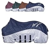 RL24 - Regen- & Fliegendecke 600D IRHSuper-Dry von Imperial Riding – Pferdedecke mit Mesh, Bauchklappe & Schweifklappe – atmungsaktive Regendecke für Pferde in Navy – Größe 135cm