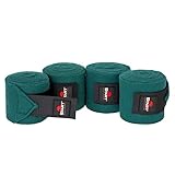 Start Fleecebandagen Pferd 4er Set – Elastische Bandagen mit Klettverschluss & Aufbewahrungstasche – Ideal für Training & Stall (300 cm, Grün)