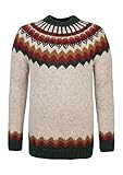 Handprjonasamband Islands Handgestrickter Islandpullover Unisex - Dicker Wollpullover - beige-bunt - Gr. L