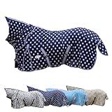 RL24 - Fliegendecke mit Halsteil & Kreuzgurt Design Star – Ekzemerdecke mit verstellbaren Kreuzgurten & Schweiflatz – Decke zum Schutz vor Insekten – Outdoor-Pferdedecke – 155 cm