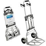 ATHLON TOOLS Schwerlast-Sackkarre klappbar 150 kg - Aluminium - Große Räder leichtgängig mit Soft-Laufflächen und Kugellager, 2 Expanderseile - Modell 2023