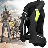 Aufblasbare Reitweste Motorradweste mit Airbag Professionelles Airbagsystem 0,3 Sekunden Auslöser Motorradfahren, Reitsport, Offroad-Anti-Fall-Airbagweste,Schwarz-XL