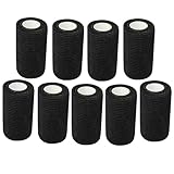 ANAMPION Selbstklebender Verband 9Rollen, 7.5cmx4.5m Non-Woven Selbsthaftende Bandage für Mensch und Tier, Flexibel Elastische Binde für Sport,Haustiere (Schwarz)
