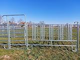 Brama-West Weidepanels für Pferde Pferdebox mit Sicherheitsfressgitter 9m x 3,6m - 7 Panels + 1 Panel mit Tor - Pferde Laufbox