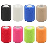 QiGui 8 Stück Selbstklebender Verband 7.5cm x 4.5m Verbandsmaterial für Pferde, Hunde & Menschen - Selbsthaftende & Elastische Bandage - Fixierbinde Haftbandage Selbstklebend