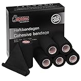 ALPIDEX 6 Rollen Haftbandage 10 cm x 4.5 m Verband Selbstklebend Elastisch Pet Bandagen Fixierband Sport Vet Wrap Tape Selbsthaftend Verbandsmaterial Pferde Hunde Menschen, Farbe:schwarz
